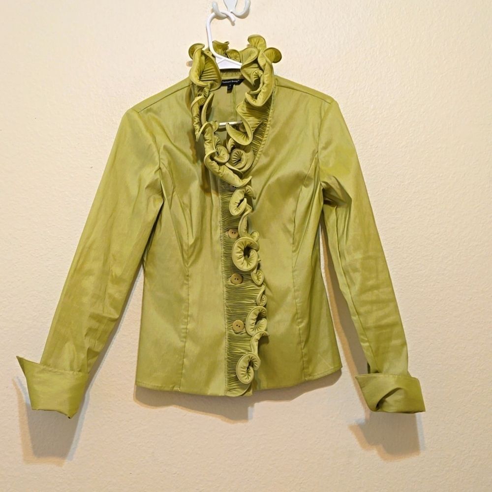 Samuel Dong Green Ruffled Women's Top